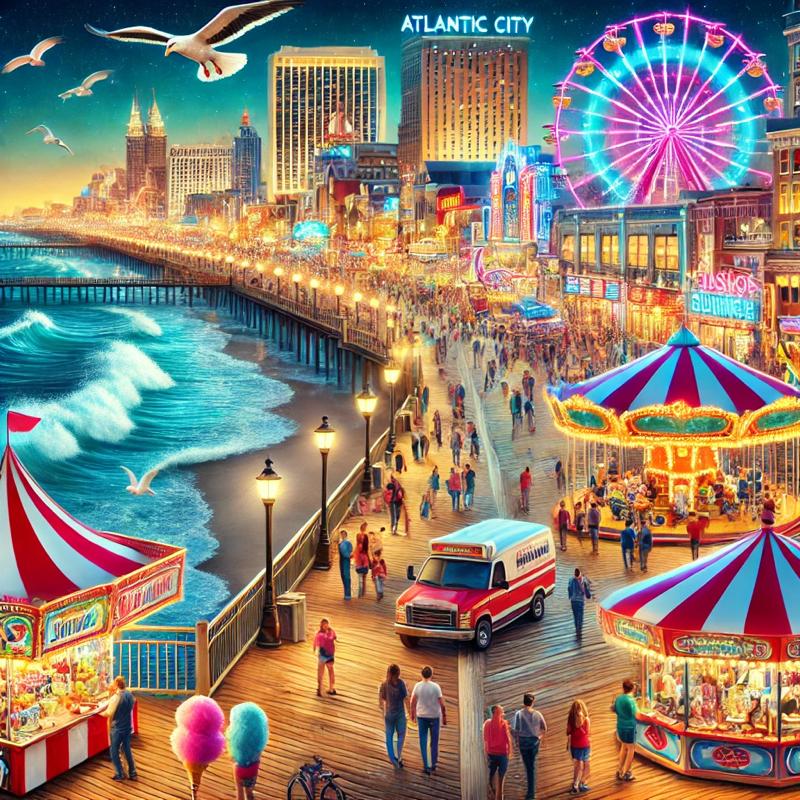 Winning experience with our Atlantic City cartridge. Colorful illustration of AC.